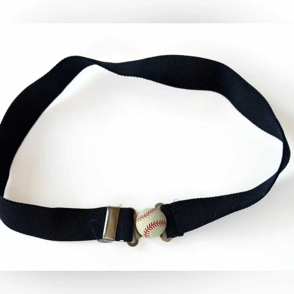 Black Baseball Belt with Silver Buckle